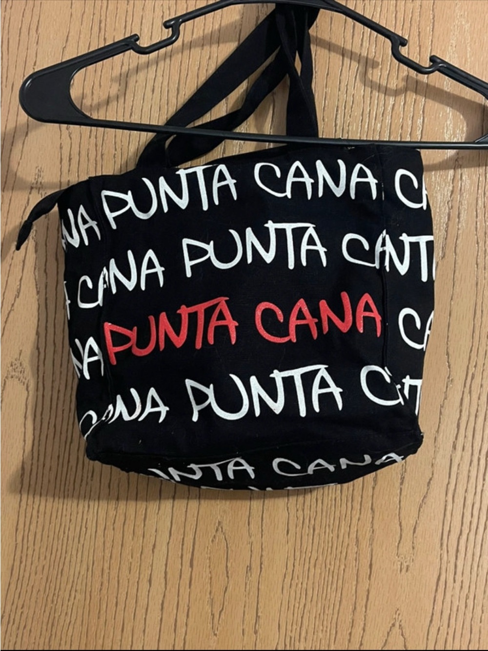 Black 'Punta Cana' Canvas Mini Bag with Red Accent